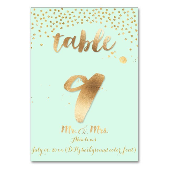 PixDezines table 9/gold sprinkles/DIY colour/mint Number (Front)