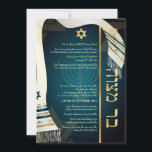 PixDezines tallit Bar Mitzvah/dark teal blue/gold Invitation<br><div class="desc">PixDezines Bar Mitzvah, featuring faux silk tallit with silver, gold, copper and teal trims .. one of our classic collections with DIY background colour, as well as the fonts and its colours. Easy to customise, simply click "customise it" button to edit your text. All image files are adjustable. To view...</div>