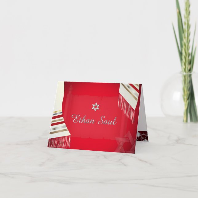 PixDezines tallit mitzvah thank you/DIY Background Note Card (Front)