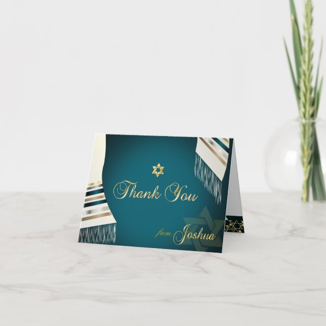 PixDezines Tallit Mitzvah Thank You/DIY colour You Card (Front)