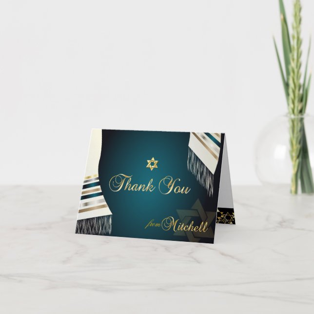 PixDezines Tallit Mitzvah Thank You/DIY colour You Card (Front)