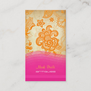 PixDezines tangerine paisley/diy background Business Card