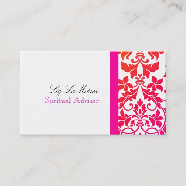 PixDezines Tanza Damask/DIY colours!!!/oj+pink Business Card (Front)