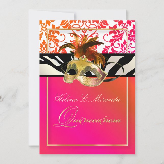 PixDezines Tanza Damask/Quinceanera/Zebra Invitation (Front)