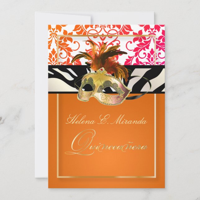 PixDezines Tanza Damask/Quinceanera/Zebra Invitation (Front)