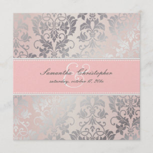 PixDezines Tanza Rose+Silver/Pink+Grey Invitation
