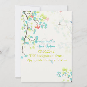 PixDezines teal cherry blossom/diy background Invitation