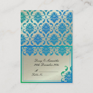 PixDezines Teal Vendome Damask Tent Place Card