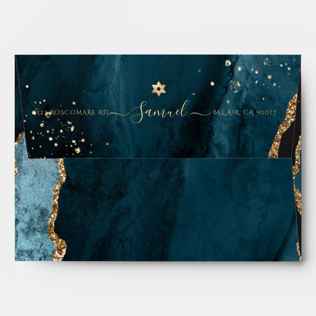 PixDezines Teal Watercolor Agate Envelope (Back (Top Flap))
