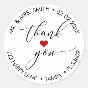 PixDezines THANK YOU+HEART Classic Round Sticker