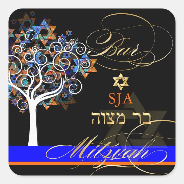 PixDezines tree of life/Bar Mitzvah/diy background Square Sticker (Front)