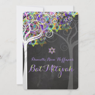PixDezines tree of life Bat Mitzvah/chalkboard Invitation