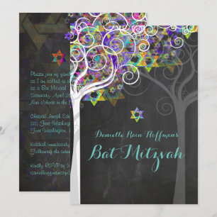 PixDezines tree of life Bat Mitzvah/chalkboard Invitation