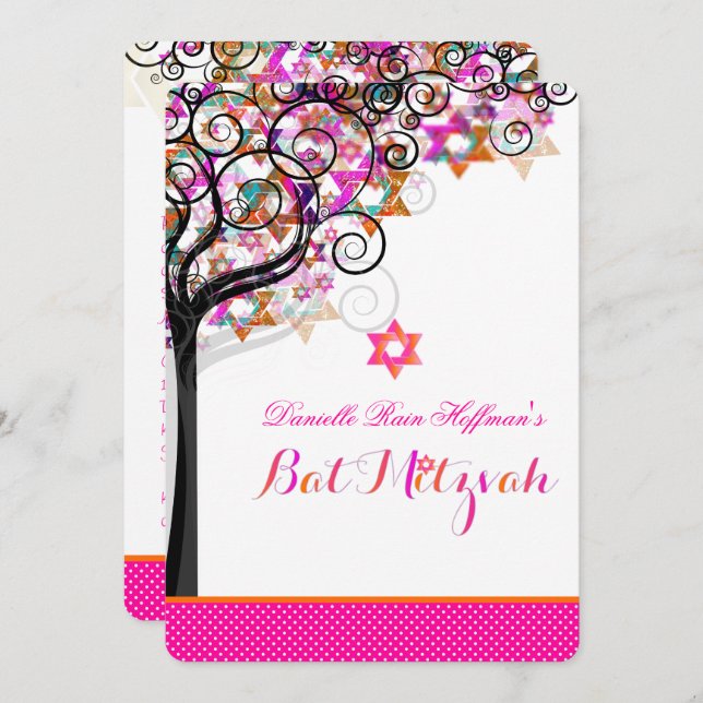 PixDezines Tree of Life Bat Mitzvah/DIY Background Invitation (Front/Back)