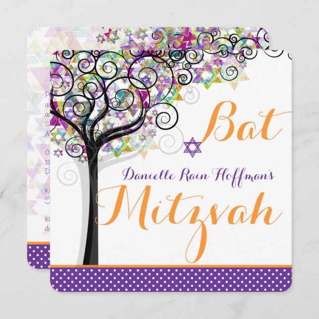 PixDezines tree of life Bat Mitzvah/diy background Invitation (Front/Back)
