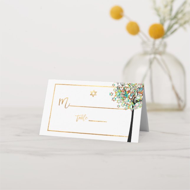 PixDezines Tree of LIfe+Green+Orange Place Card (Front)