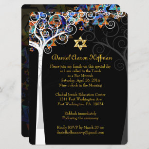 PixDezines tree of life mitzvah/DIY background Invitation