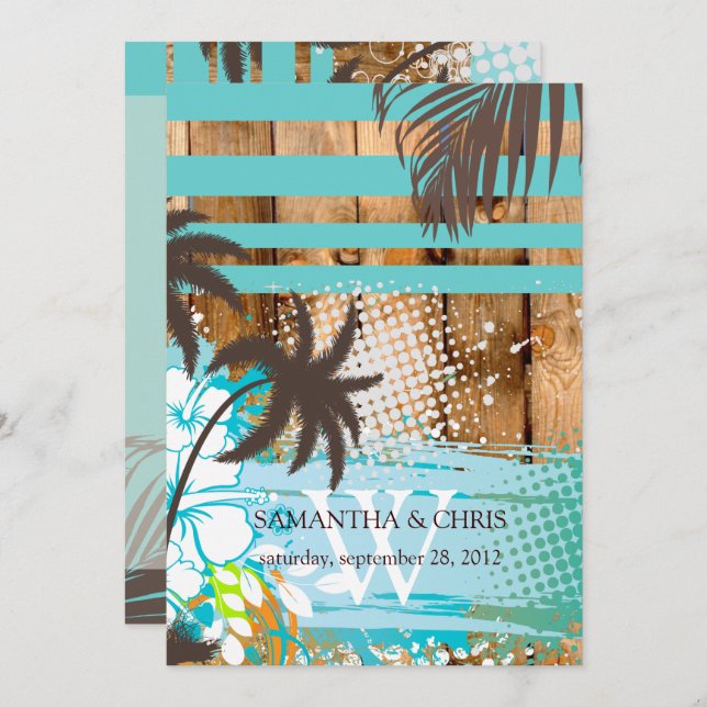 PixDezines tropical grunge/beach theme/DIY colours Invitation (Front/Back)