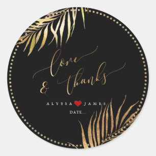 PixDezines Tropical Palms Faux Gold Classic Round Sticker