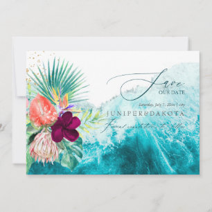PixDezines Tropical Paradise Beach Save Date Invitation