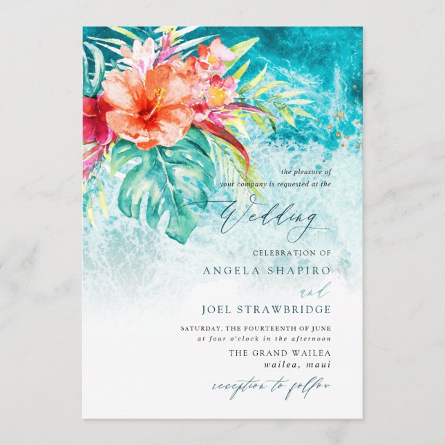 PixDezines Tropical Paradise Beach Wedding Invitation (Front)