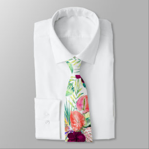 PixDezines Tropical Paradise Floral Foliage Tie