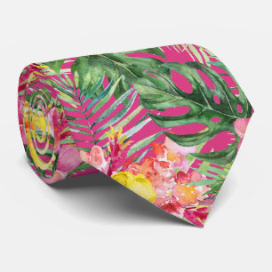 PixDezines Tropical Paradise Floral Foliage Tie