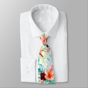 PixDezines Tropical Paradise Floral Foliage Tie