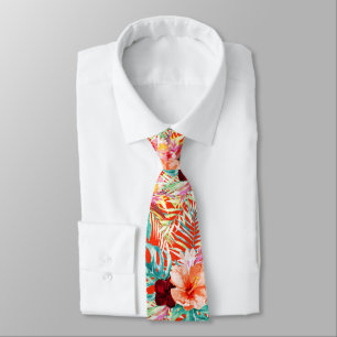 PixDezines Tropical Paradise Floral Foliage Tie