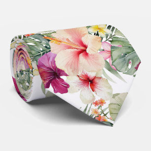 PixDezines Tropical Paradise Floral Foliage Tie