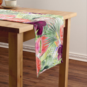 PixDezines Tropical Paradise Lush Floral Foliage Short Table Runner