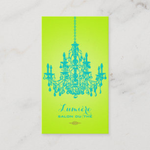 PixDezines turquoise crystal chandelier/DIY colour Business Card