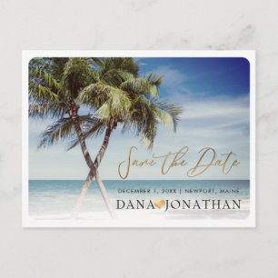 PixDezines Twin Palms+Beach Save the Date Postcard