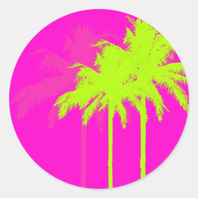 PixDezines twin palms/diy background colour Classic Round Sticker (Front)