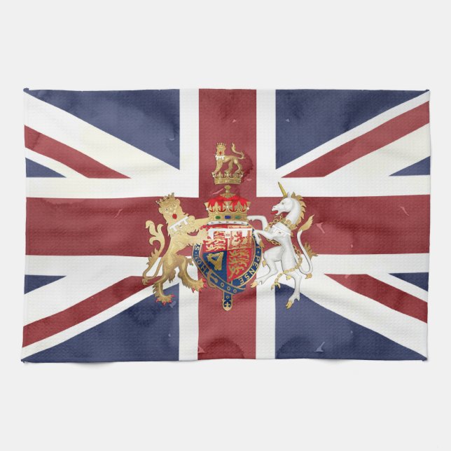 PIXDEZINES UNION JACK and INSIGNIA Tea Towel (Horizontal)