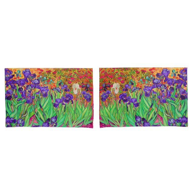 PixDezines Van Gogh Irises/Purple/St. Remy Pillowcase (Front-Set)