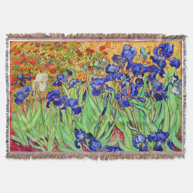 PixDezines van gogh irises/st. remy Throw Blanket (Front)