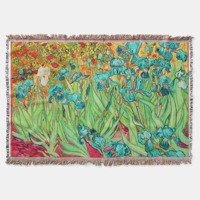 PixDezines van gogh irises/st. remy Throw Blanket (Front)