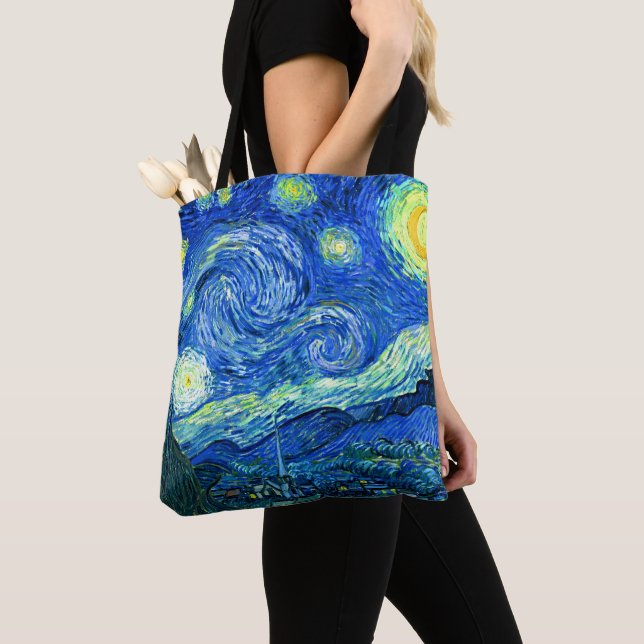 PixDezines Van Gogh Starry Night/St. Remy Tote Bag (Close Up)
