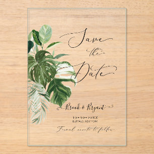 PixDezines Variegated Monstera n Tropical Foliage Acrylic Invitations