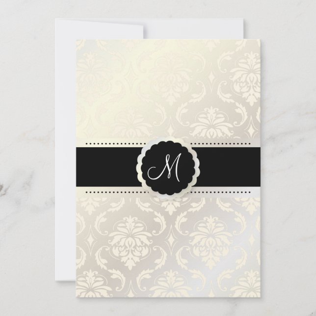 PixDezines Vendome Damask / Black + White 5x7 Invitation (Front)