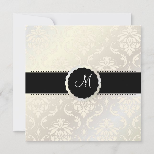 PixDezines Vendome Damask / Black + White Invitation (Front)