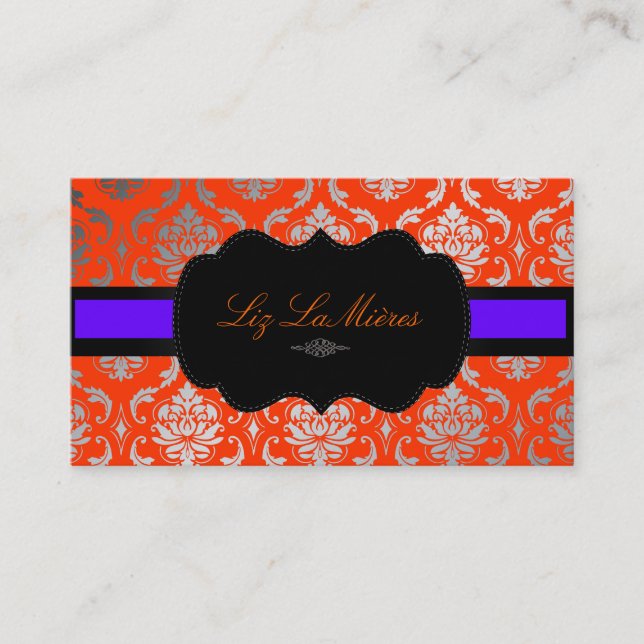 PixDezines Vendome Damask Business Card (Front)