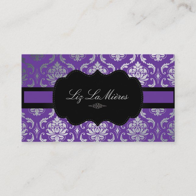 PixDezines Vendome Damask/diy colour, purple Business Card (Front)