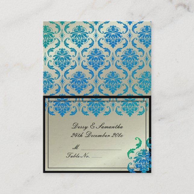 PixDezines Vendome Damask Tent Place Card (Chubby) (Front)