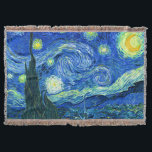 PixDezines vincent van gogh/starry night Throw Blanket<br><div class="desc">Van Gogh's famous painting,  "The Starry Night." Painted during his stay at the Saint Remy asylum in the 1880's,  van Gogh depicted the rolling hills and cypress trees he saw from his window.  Digitally enhanced by PixDezines.  Copyright © 2008-2016 PixDezines.com™ and PixDezines™ on zazzle.com. All rights reserved.</div>