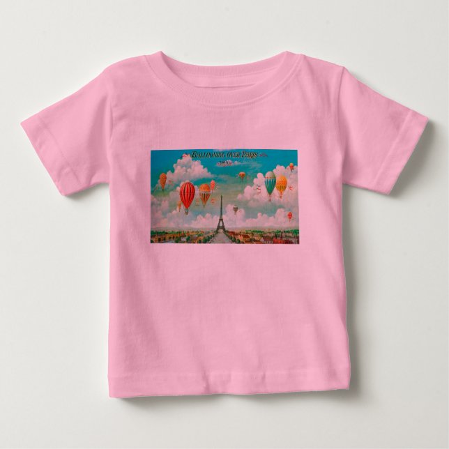 PixDezines vintage balloons/eiffel/paris Baby T-Shirt (Front)