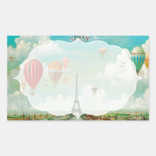 PixDezines vintage balloons/eiffel/paris Rectangular Sticker