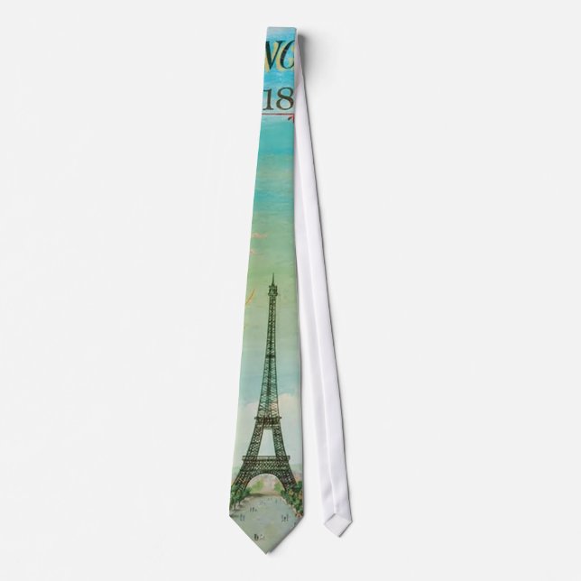 PixDezines vintage balloons/eiffel/paris Tie (Front)