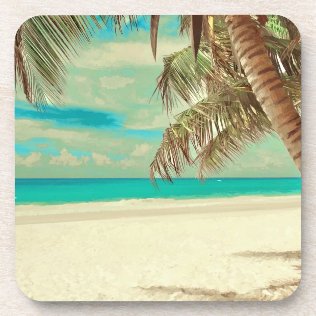 PixDezines vintage beach Coaster (Front)